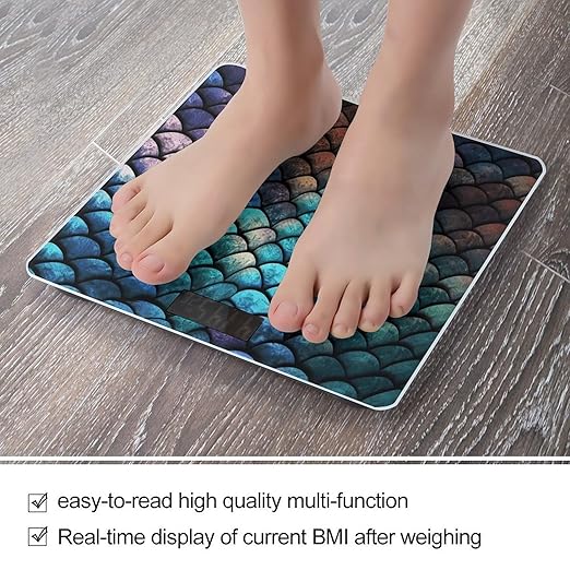 3D Magical Dragon Scales Pattern Bathroom Scale Weight Scale for Body WeightHighly Accurate Digital Weighing Machine Clear LED Display Digital Bathroom Body Scale 400lb/182kg