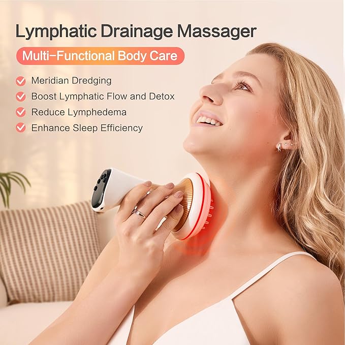 Lymphatic Massager for Lymphatic Drainage Massage &amp Anti Cellulite Massage Lymphatic Drainage Massager Tool 40 Intensity Heated-EMS-Vibration with Red Light Therapy