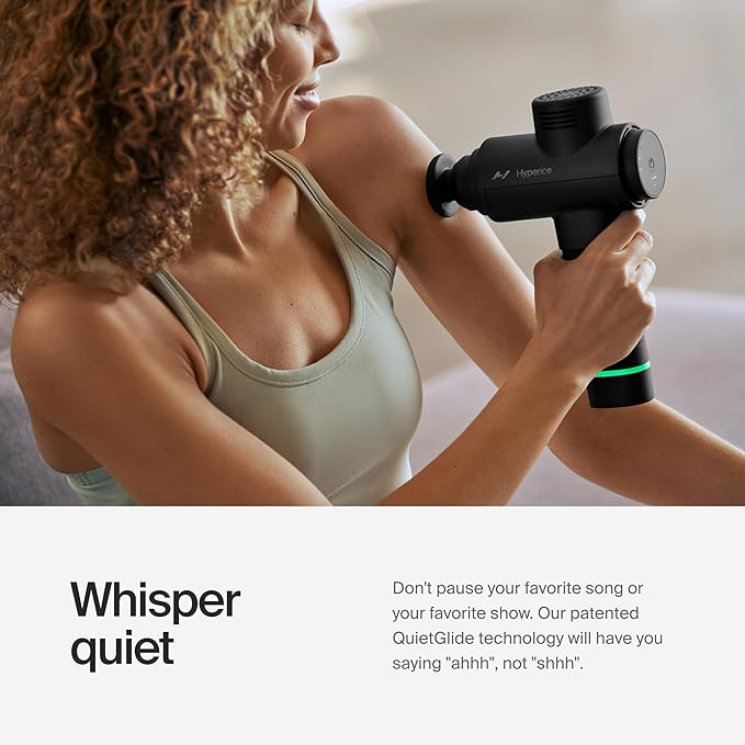 Hyperice Hypervolt 2 Black - Featuring Quiet Glide Technology - Handheld Percussion Massage Gun | 3 Speeds 5 Interchangeable Heads | Helps Relieve Sore Muscles and Stiffness