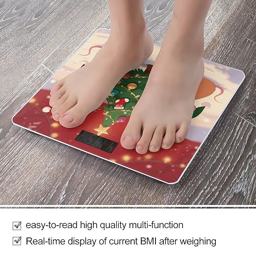 Christmas Hamsters Scale for Body Weight Sturdy Tempered Glass Weighing Scales with LCD Display Accurate Digital Bathroom Scale Convenient Body Fat Smart Scales Easy Read