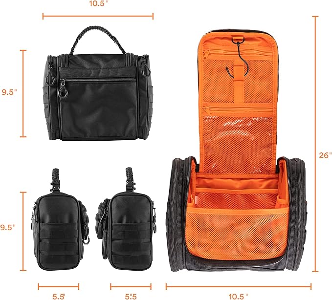 Fitdom Tactical Hanging Toiletry Bag Dopp Kit For Men &amp Women. Perfect For Travel &amp Storage for Cosmetic Clipper Toothbrush Shower Shaving &amp Grooming Care. Best Overnight Toiletries Or