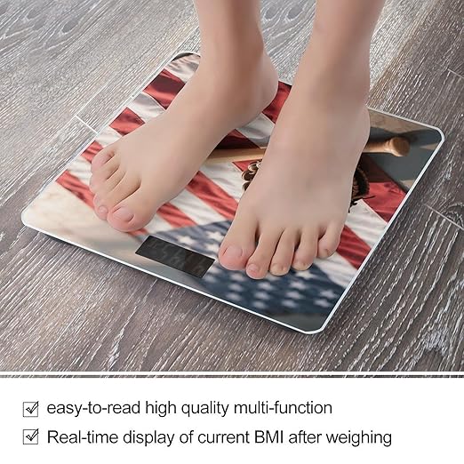 Baseball Glove and Bat Weight Scale Cute Bathroom Scale for Body Highly Accurate Digital Weighing Machine for People Compact LCD Display Scales with Sturdy Toughened Glass Scales