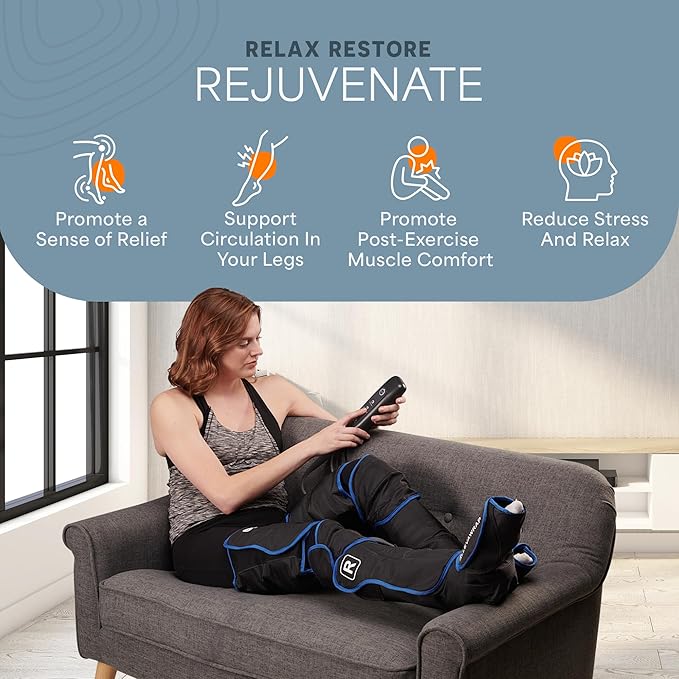 LifePro Leg Massager for Circulation and Pain Relief -Certified Leg Compression Massage Boots with Heat Foot and Calf Massage Recovery Machine with 5 Modes and 2 Extension Wraps