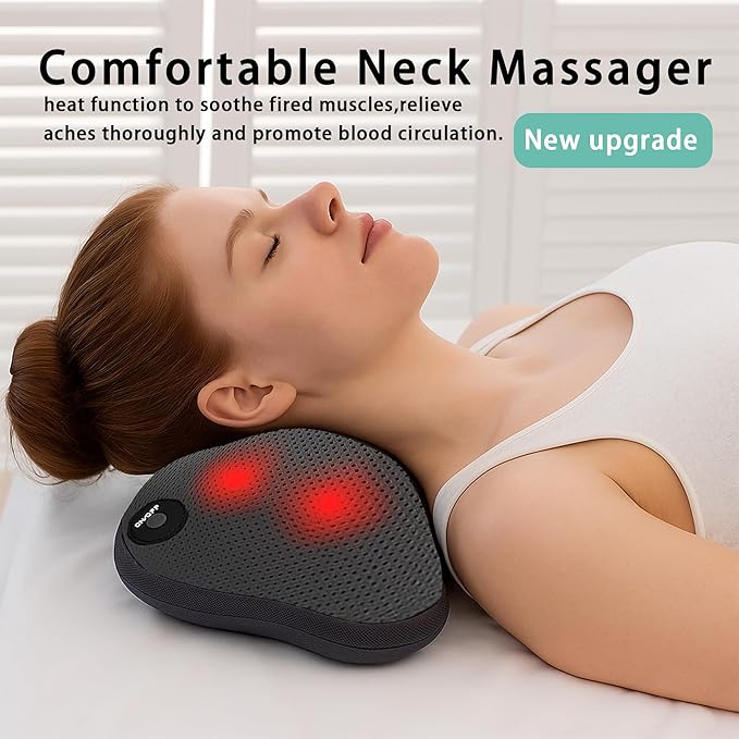 Back and Neck Massager with Heat -Deep Tissue Neck Massager with Heat and Shiatsu Kneading for Shoulder Leg Foot Body Pain Relief - Electric Kneading 3D Massage Pillow Gifts for Men Women Christmas
