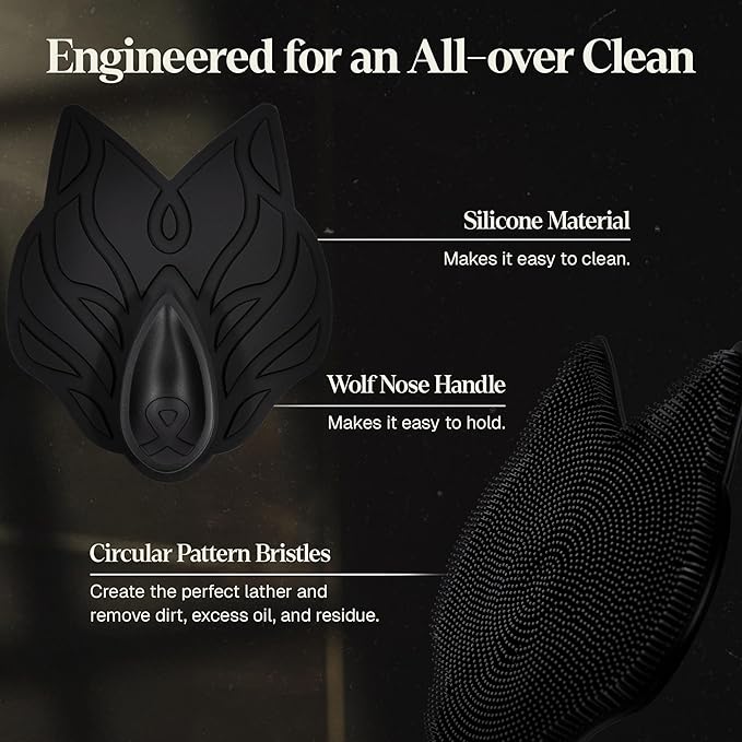 Black Wolf 3-Pack Moisturizing Body Wash &amp Silicone Body Scrubber Kit for Men - Mens Hydrating Bodywash for Dry Dehydrated &amp Sensitive Skin - Men's Shower &amp Bathroom Essentials Gift Set