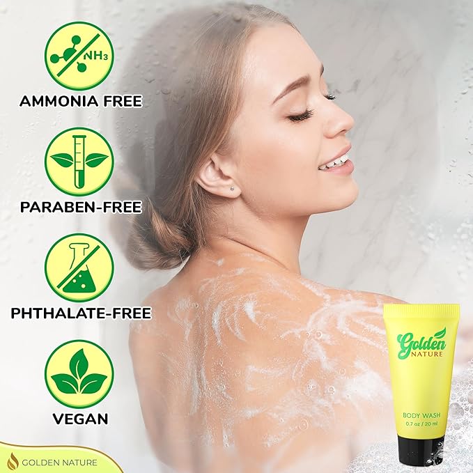 Travel Size Hotel Body Wash - Jasmine 0.7 fl oz 100 PK - Delight Your Guests with Soothing &amp Refreshing Body Wash - Bulk Small Size Toiletries for Airbnb Motels &amp Guest Rooms