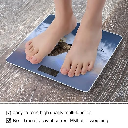 Bald Eagle Flying Scale with LCD Precision Weighing Scales Sturdy Tempered Glass Weight Scales Easy-to-Read Anti-Slip Weight Digital Bathroom Scale for Daily