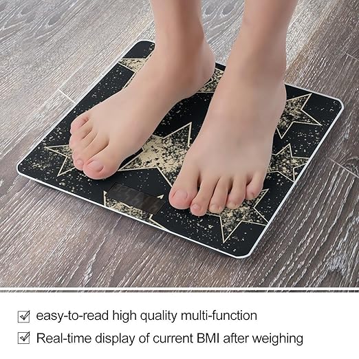 Star Bathroom Scale for Body Weight LCD Display Digital Bathroom Scale Tempered Glass Bathroom Weight Scales Fashion Smart Scales for Home Bedroom 400 Lb