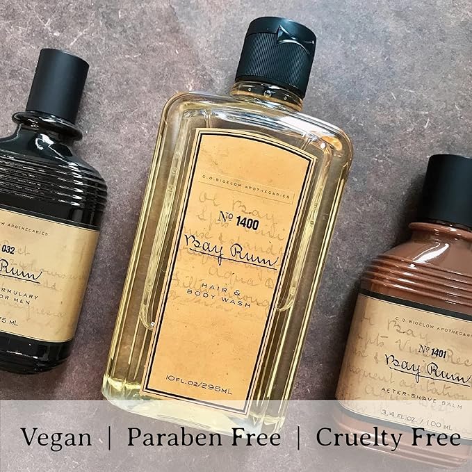 C.O. Bigelow Bay Rum Hair &amp Body Wash for Men Citrus Spice Scented Men's 2 in 1 Shampoo &amp Body Wash with Aloe Vera 10 Fl Oz