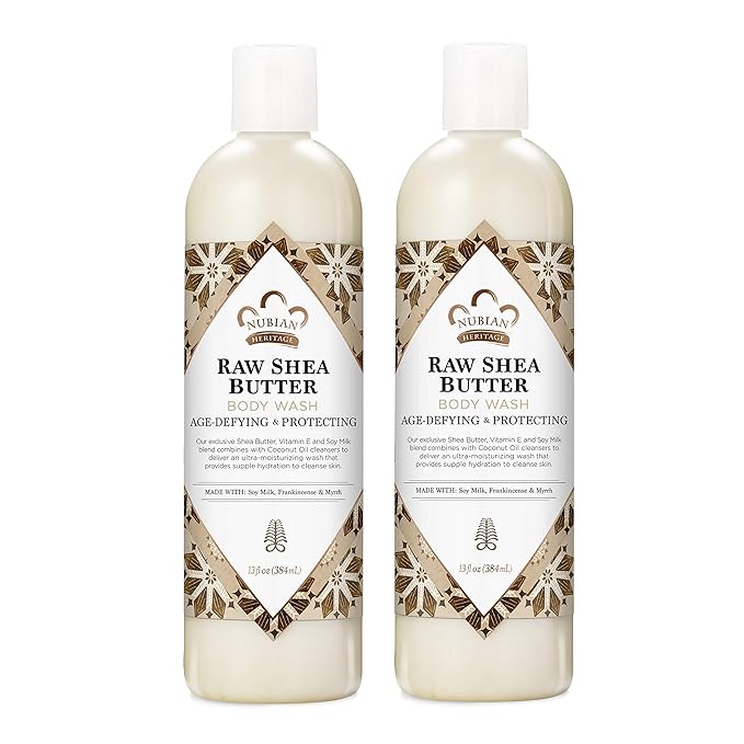Nubian Heritage Body Wash for Dry Skin Raw Shea Butter Paraben Free Body Wash 13 Fl Oz (Pack of 2)