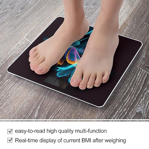 Neon Flowers Weight Scale Digital Electronic Scales Bathroom Scale Larg LCD Backlight Display High Precision MeasurementsTempered Glass