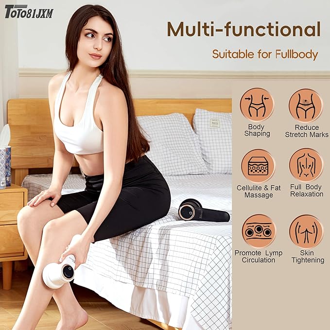 Handheld Cellulite Massager Body Sculpting Machine Lymphatic Drainage Device Lipo Massage Roller for Stomach Belly Butt Arms Legs Vibrating Massage Home Use Cordless &amp Mini (Black)