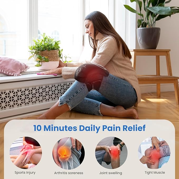 Knee Massager with Heat - Heating and Vibrating Pain Relief Knee Massager for Arthritis Gifts for Elderly Dad Mom
