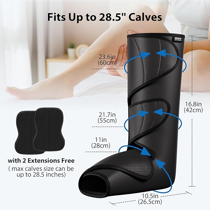 CINCOM Leg Massager for Circulation and Pain Relief Air Compression Calf Foot Massagers Helpful for Relaxation Gifts for Mom and Dad (with 2 Extensions)