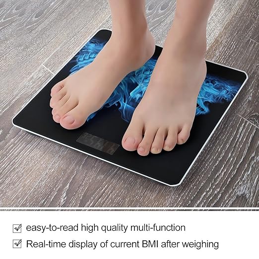 Blue Flame Bathroom Scale Rounded Smart Scale for Body Weight Automatic Power On/Off Weight Scales Accurate Bathroom Digital Scales for Pet Home Bedroom Kitchen