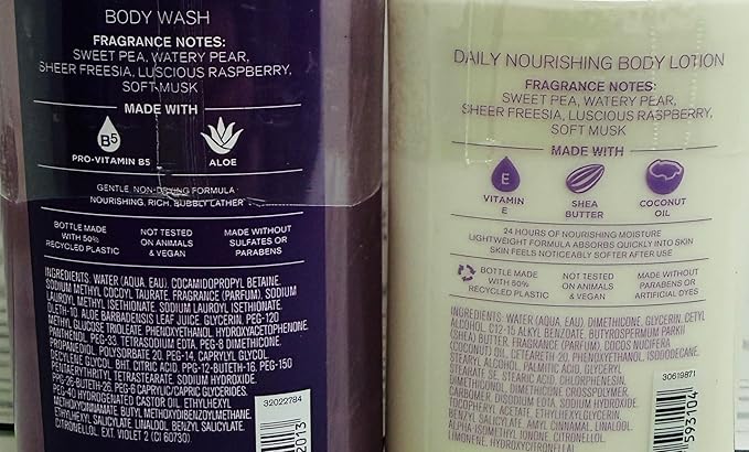 Bath &amp Body Works Women's Sweet Pea Body Lotion and Body Shower Gel Wash 2 Piece Set