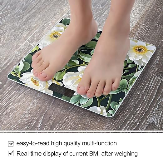 White and Emerald Scale for Body Weight Digital Bathroom Scale Toughened Glass High Precision Scales for Body Weight with Large LCD Backlight Display Weight Scales