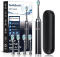 Electric Toothbrush - 6 Modes Smart Timer 0.02mm Soft Brush Heads (4 Pack) Wireless Charging with Portable Travel Case