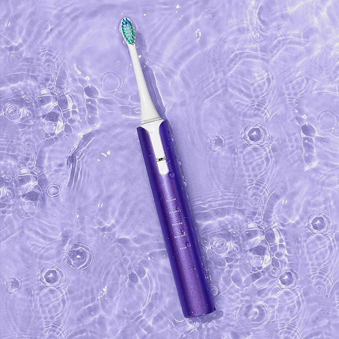 Soniclean Lux Sonic Toothbrush for Adults with 6 Toothbrush Heads Rechargeable Automatic Purple