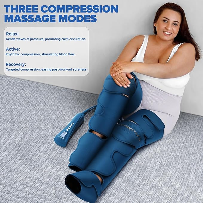 Air Compression Leg Massager with Heat - Ideal Christmas Mother's Day and Father's Day Gifts for Men Women Dad Mom - Relieves Foot and Knee Pain Eases Varicose Veins Cramps Swelling and Edema