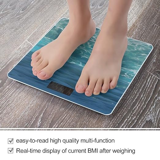 The Deep Blue Sea Weight Scale Digital Electronic Scales Bathroom Scale Larg LCD Backlight Display High Precisio MeasurementsTempered Glass