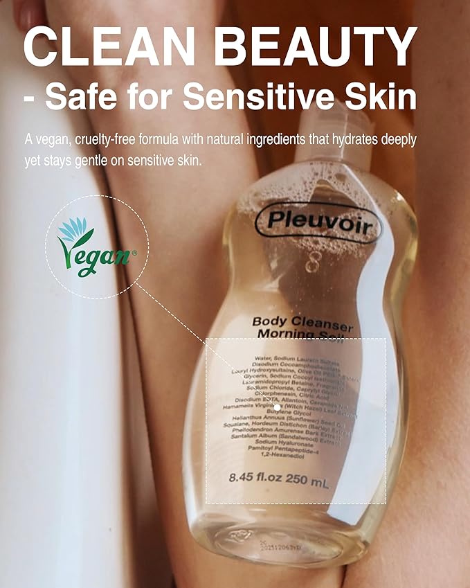 Pleuvoir Luxury Perfume Body Wash Floral Musk - French MANE Fragrance (Tuberose Iris &amp Musk) -Rich Moisturizing Foam with 8 Types Hyaluronic Acid Ceramides Shower Gel for Dry Skin 8.45 fl.oz