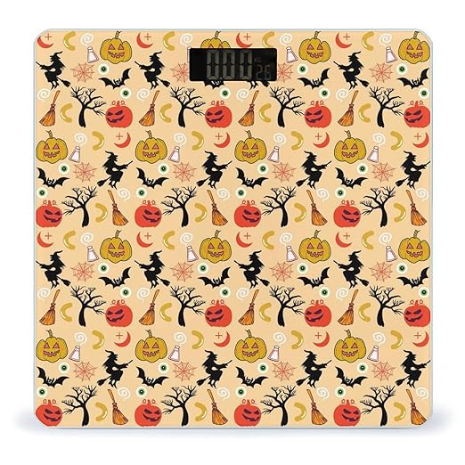 Witch Pumpkin Pictures Scale for Body Weight Highly Accurate Digital Bathroom Body Scale Digital Bathroom Scales for People Anti-Slip Large LCD Display Smart Scales