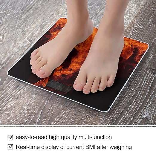 Dancing Fire Scale for Body Weight Sturdy Tempered Glass Weighing Scales with LCD Display Accurate Digital Bathroom Scale Convenient Body Fat Smart Scales 400lb