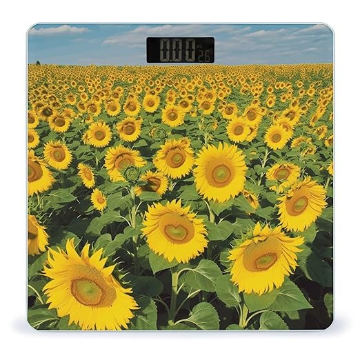 Many Beautiful Sunflowers Scale for Body Weight Accurate Digital Bathroom Scale Toughened Glass High Precision Scales Smart Weight Scales with Large LCD Backlight Display Weighing Machine