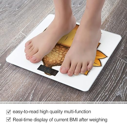 Digital Bathroom Scale for Body Weight Scale with Bright LCD Display High Accuracy Step-On Technology Auto On/Off Cartoon Acorn Digital Scales 400 Lbs /180kg