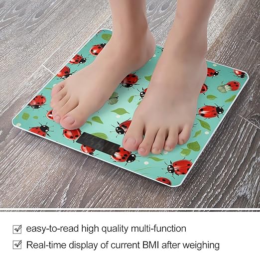 Red Ladybugs Scale for Body Weight Digital Bathroom Scale Precision Smart Weighing Scales with Clear LED Display Accurate High Precision Scales Weighing Machine