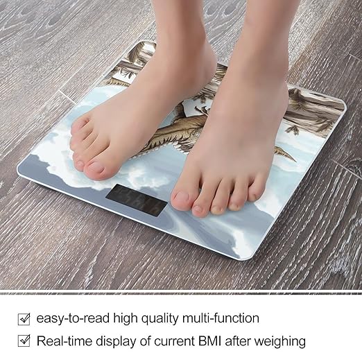 Dinosaur Walking Dinosaur Walking Bathroom Scale Automatic Power On/Off Body Scales LCD Backlight Display Square Digital Scale Rounded Corners Bathroom Scales for Home Bedrooms