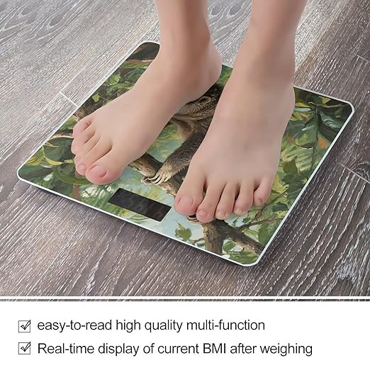 Lazy Sloth Bathroom Scale for Body Weight Bathroom Digital Electronic Weighing Scale with Back Lit LED Display Sturdy Tempered Glass Weight Watchers Scales 400lb