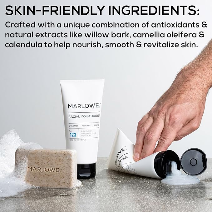 MARLOWE. Men's Body Wash &amp Face Cleanser Bundle – Refreshing Wash with Natural Extracts + Purifying Daily Cleanser