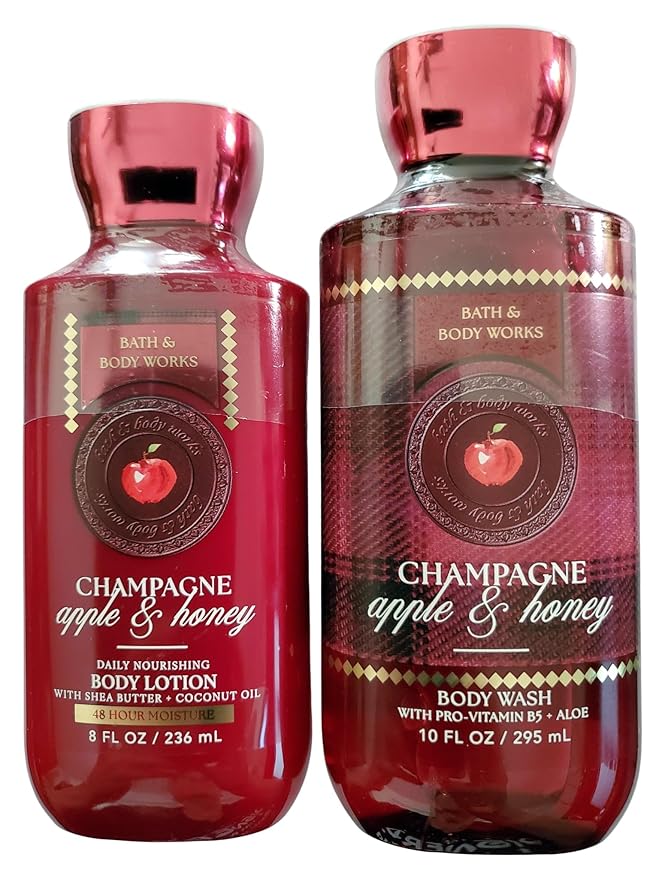 Bath &amp Body Works Womens Champagne Apple &amp Honey Body Lotion and Body Gel Wash 2 Piece Set