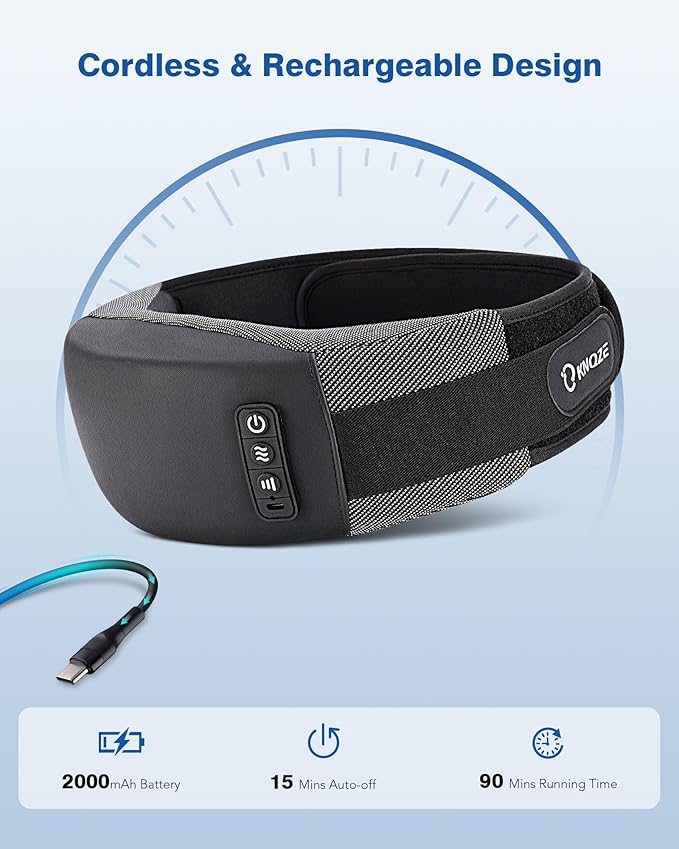 KNQZE Cordless Back Massager Belt for Pain Relief Stomach Massager for Digestion Heating Pad with 2 Heating Levels Slimming Massage Belt with 3 Vibration Modes Gifts for Women Men