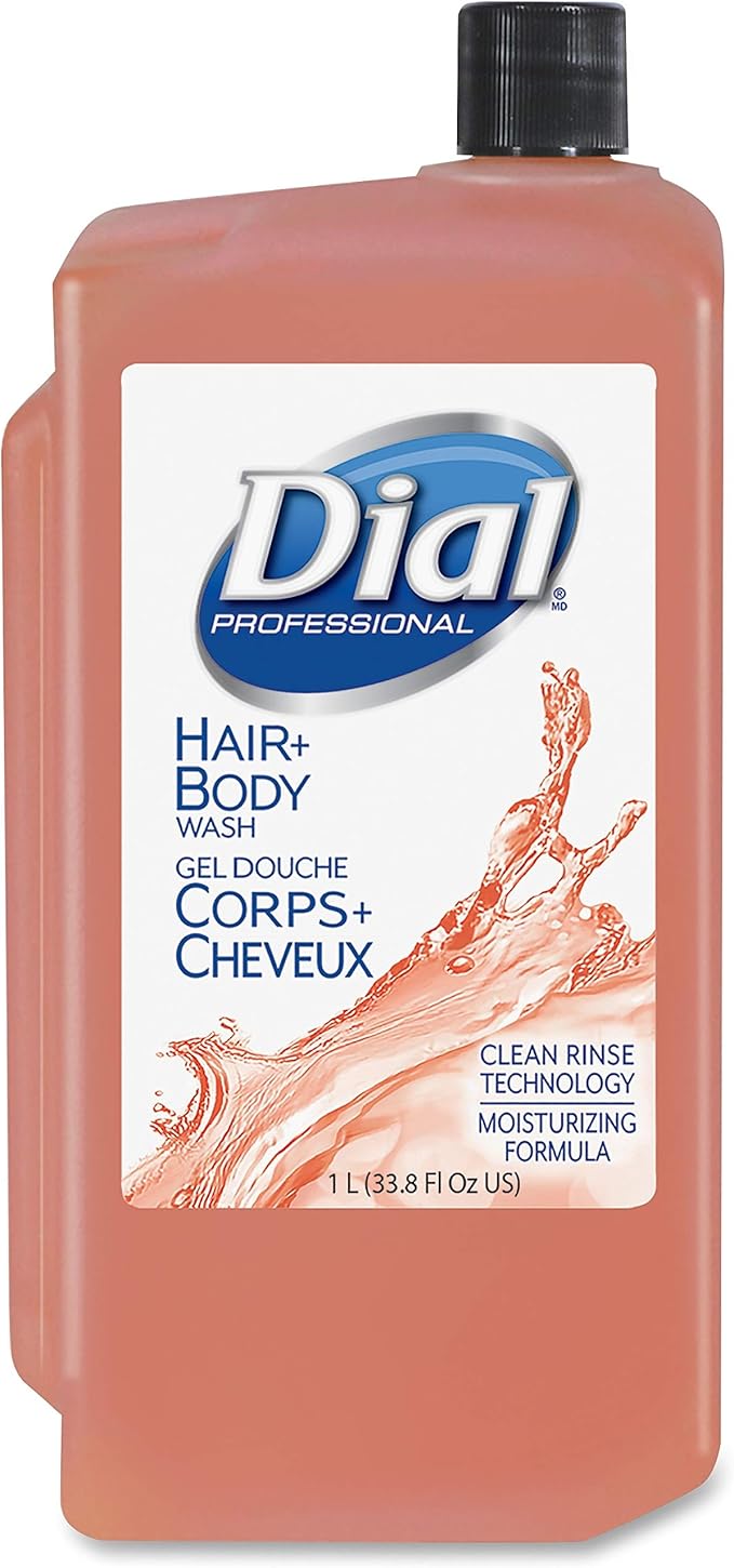 Dial Professional Hair + Body Wash Refill for 1 L Liquid Dispenser Neutral Scent 1 L 8/Carton