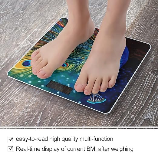 Colored Peacock Bathroom Scale Weight Scale for Body WeightHighly Accurate Digital Weighing Machine Clear LED Display Digital Bathroom Body Scale 400lb/182kg