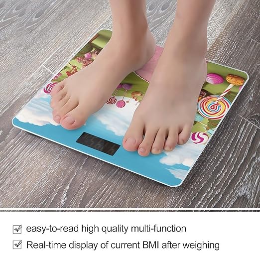 Candy Scale for Body Weight Safe Rounded Corners Tempered Glass Digital Bathroom Scale LED Display 400lb Capacity Weight Scales with High Precision Sensors