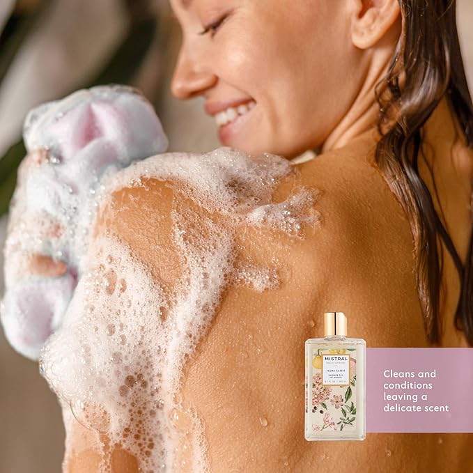 Mistral Flora Cassis Luxe Shower Gel - Body Wash for Women – Moisturizing Clean Body Wash with Aloe Vera Chamomile &amp Sweet Almond Oil | Paraben-Free Hydrating | Scented Shower Gel - 8.7 fl oz