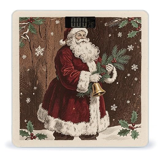 Christmas Santa Claus Print Scale for Body Weight Sturdy Tempered Glass Weighing Scales with LCD Display Accurate Digital Bathroom Scale Convenient Body Fat Smart Scales Easy Read