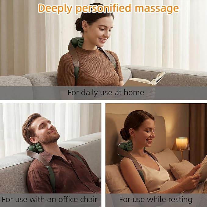 BionicMassage Tools Portable Shiatsu Neck and Back Massager Back Massager Electric Deep Tissue 4D Kneading Massage Simulated Human Relax Muscle Tension Relief an Relax