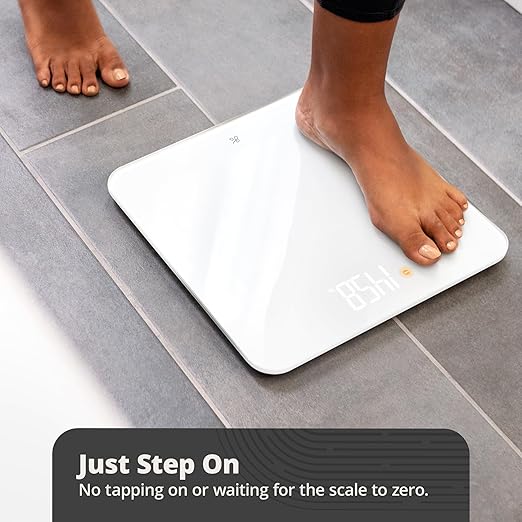 Greater Goods AccuCheck Digital Scale for Body Weight - Accurate Digital Bathroom Scale with High-Precision Sensors Large Easy-to-Read Backlit Display 400 lb Capacity Auto Step-On (White)