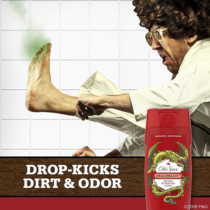 Old Spice Body Wash for Men Wild Collection Dragonblast Scent 21 Fl Oz Red (Pack Of 4)