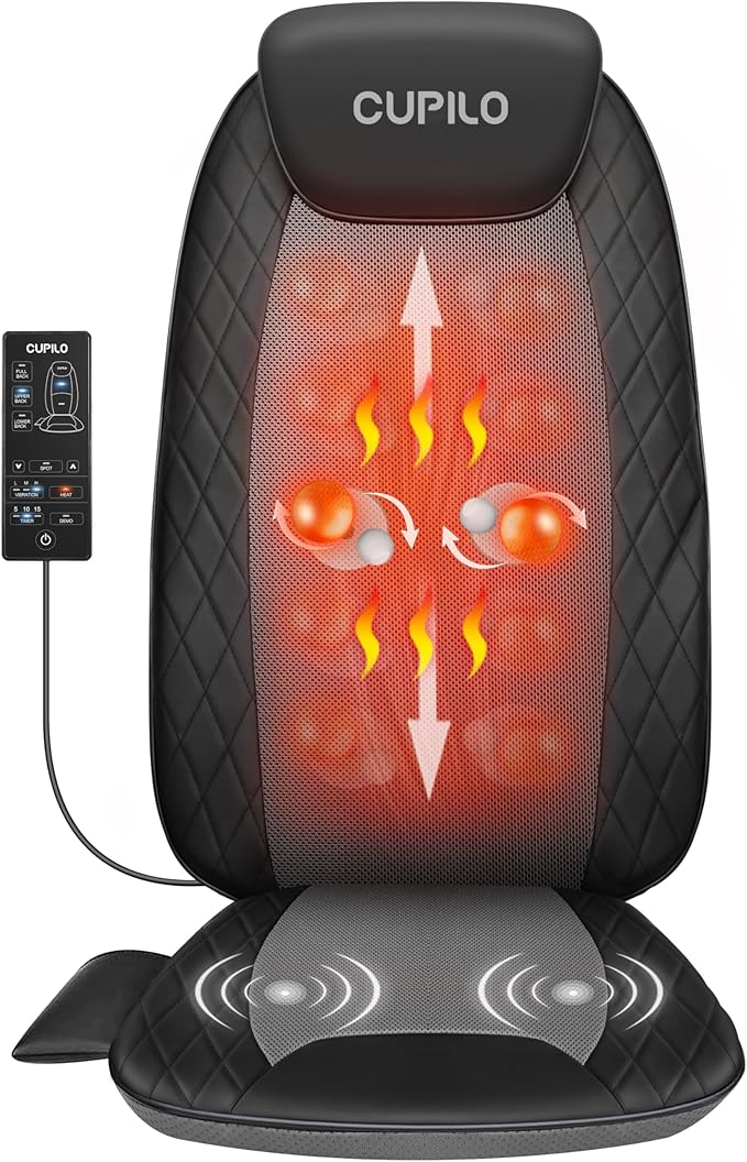 Back Massager for Pain Relief Deep Tissue - Shiatsu Massage Chair Pad for Back with HeatBack Support Inflatable Flap Chair MassageGifts for Men Dad