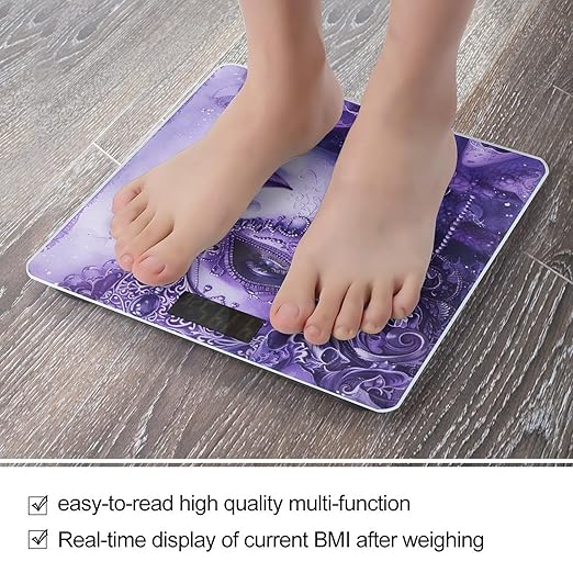 Purple Gradient Texture Bathroom Scale for Body Weight LCD Display Digital Bathroom Scale Tempered Glass Bathroom Weight Scales Fashion Smart Scales for Home Bedroom 400 Lb