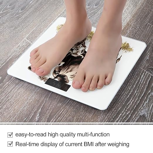 Cow Painting Digital Bathroom Scale for Body Weight Weighing Scale with Backlit LCD Display High Precision Measurements &amp Measures Weight Up to 180kg