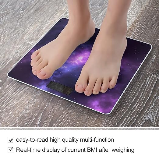 Magic Galaxy Sky PurpleScale for Body Weight with LCD High Precision Weighing Scales Fashion Sturdy Tempered Glass Weight Scales Easy-to-Read Digital Bathroom Scale for Daily 400lb