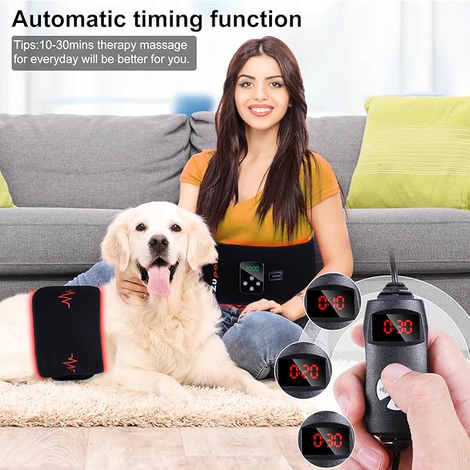 Zupora Red Light Therapy Belt for Pain ReliefCordless Heating Vibration Massage Belt for Back Abdomen USB Rechargeable Wearable Device for Muscle Relaxation