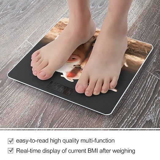 Cute Pigs Scale for Body Weight Anti-Slip Sturdy Tempered Glass Weighing Machine Highly Digital Accurate Bright LCD Bathroom Scale for Household Gift